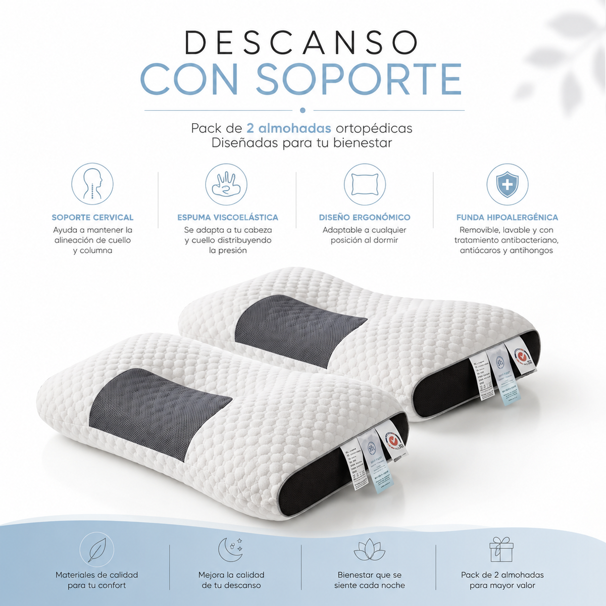 ALMOHADA ERGONÓMICA ORTOPEDICA PACK2